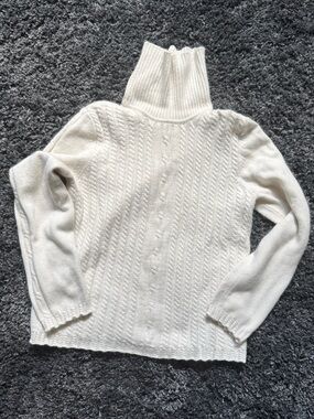 Sigrid Olsen ivory Cable Knit turtleneck Sweater- Size Large